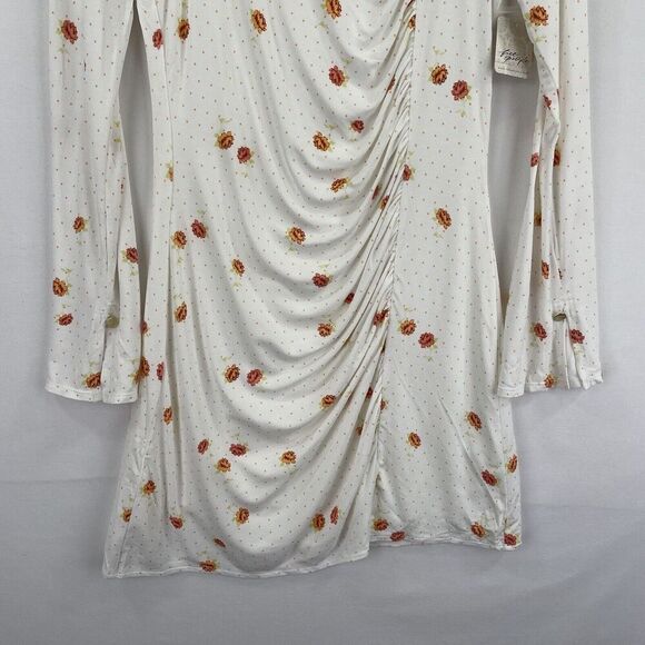 Free People Dress Womens Medium White Orange Floral Boho Peasant Fairy NWT - Picture 5 of 16